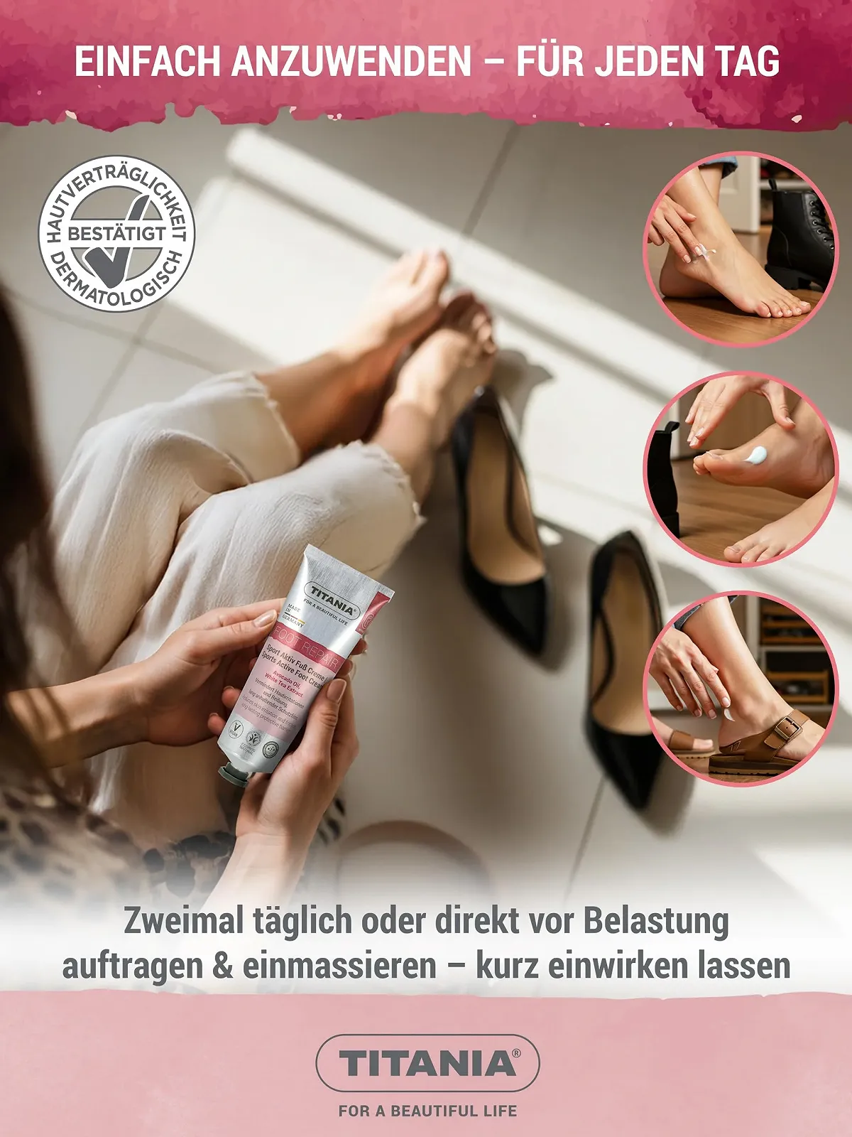 Крем для ног TITANIA Sport Active питательный и защитный с маслом авокадо и белым чаем 75 мл, фото №3