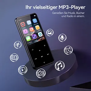 MP3 плеєр AGPTEK 64GB Bluetooth 5.3 Екран 2.4 дюйми TFT Кольоровий HiFi Чорний synthetic.ua - Фото 1