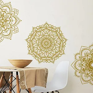 Наклейка на стіну COVPAW Мандала 3 Золотисто-жовта 82x83 см - Фото 1