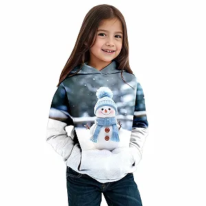 Худи для девочки, 104, осень-зима, рождественская тематика, снеговик, длинный рукав - Фото 1