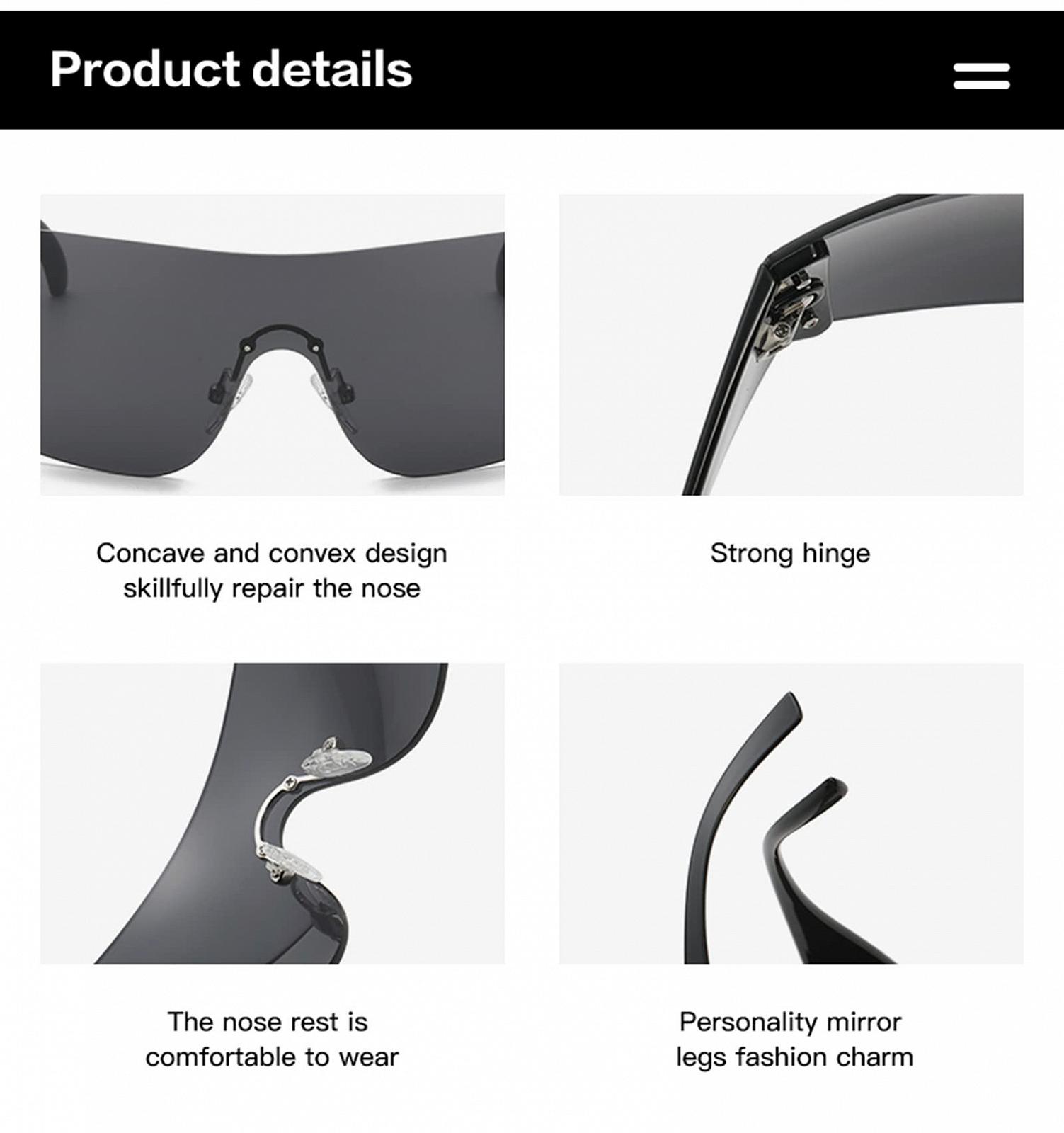 Сонцезахисні окуляри YAMEIZE Wraparound Y2K Без оправи Оверсайз UV400, фото №4