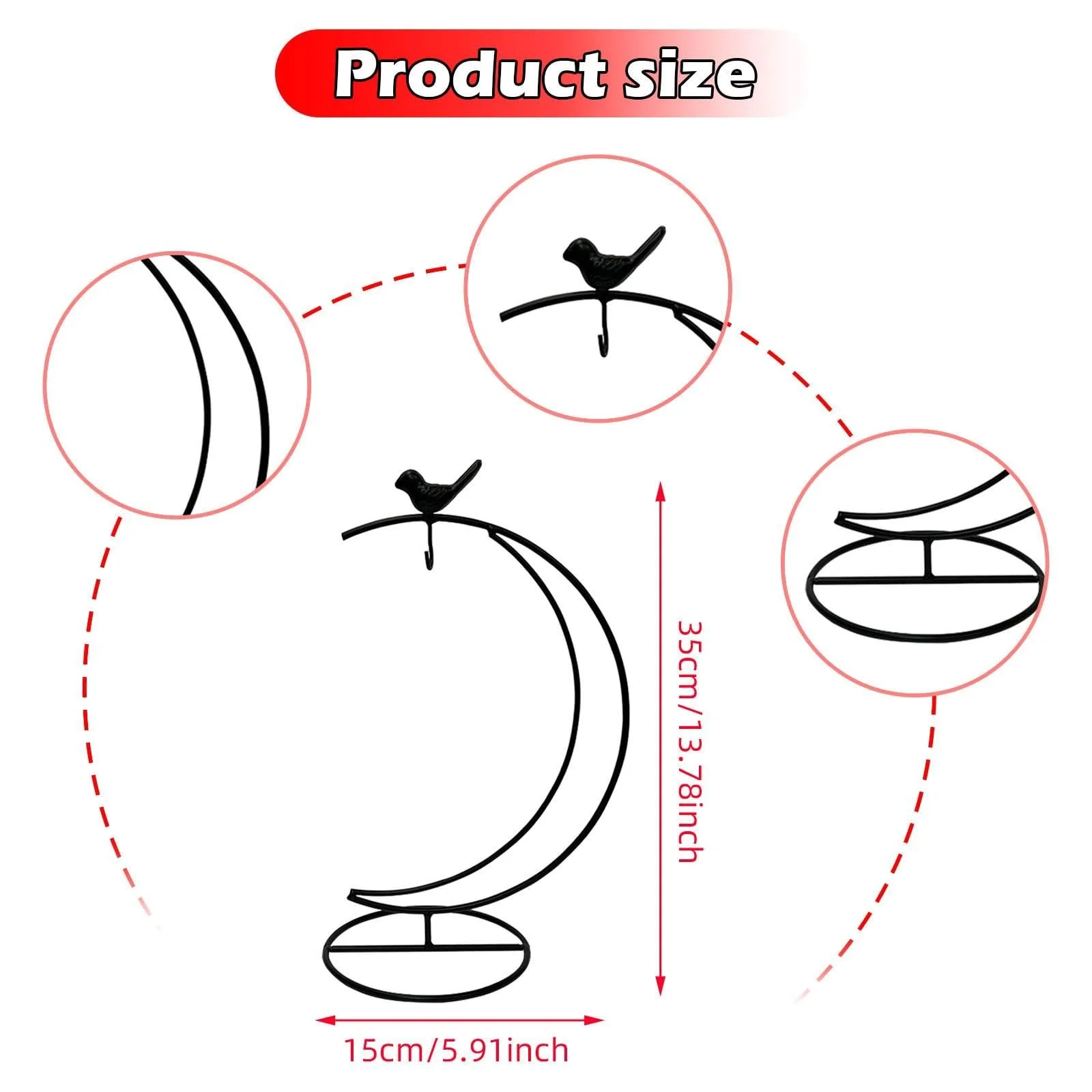 Підставка для мікроландшафтної пляшки металева настільна 15х35 см Чорний, фото №3 Підставка для мікроландшафтної пляшки металева настільна 15х35 см Чорний, фото №3