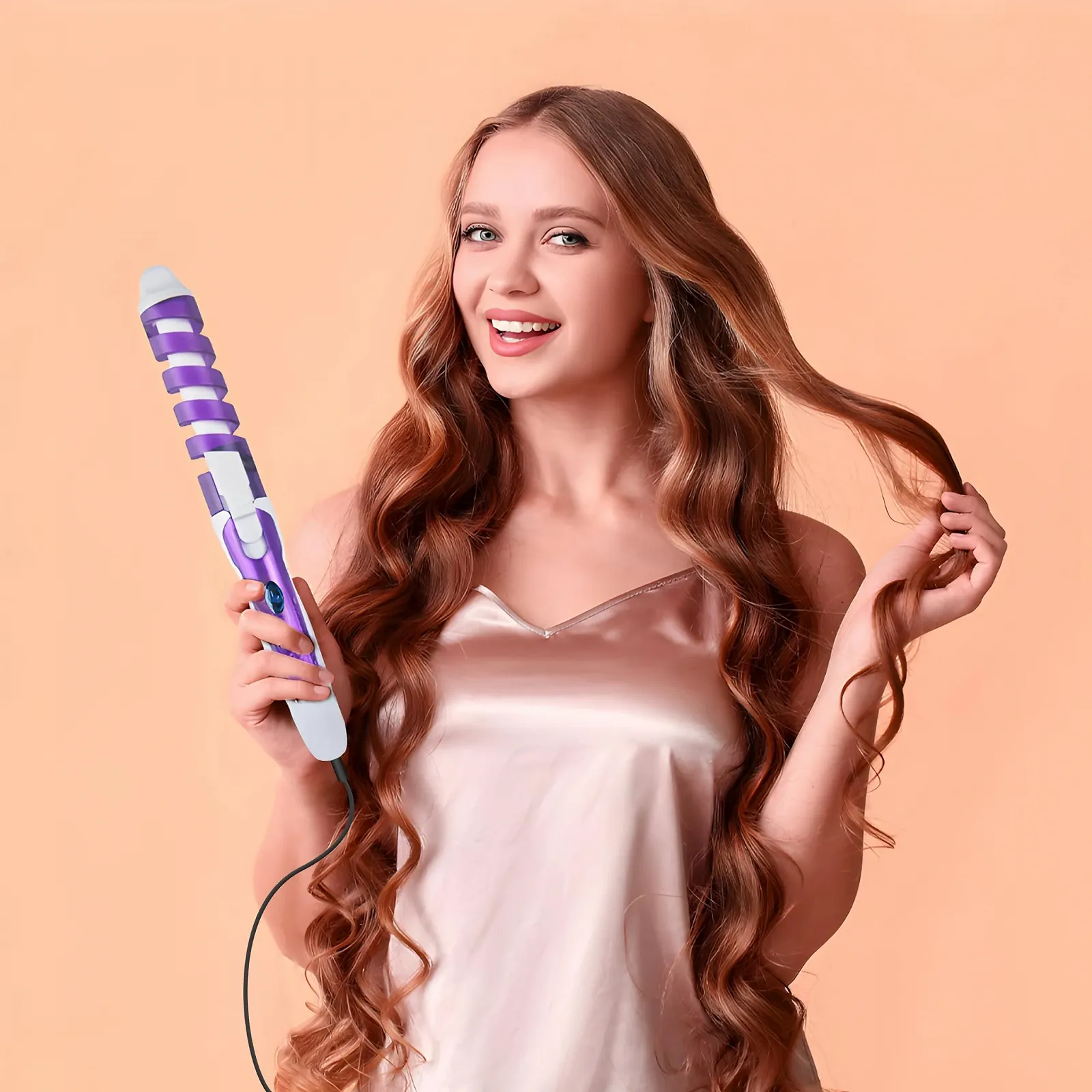 Плойка для волосся Retoo Ceramic Curler спіральна керамічна 210°C Фіолетова, фото №5 Плойка для волосся Retoo Ceramic Curler спіральна керамічна 210°C Фіолетова, фото №5
