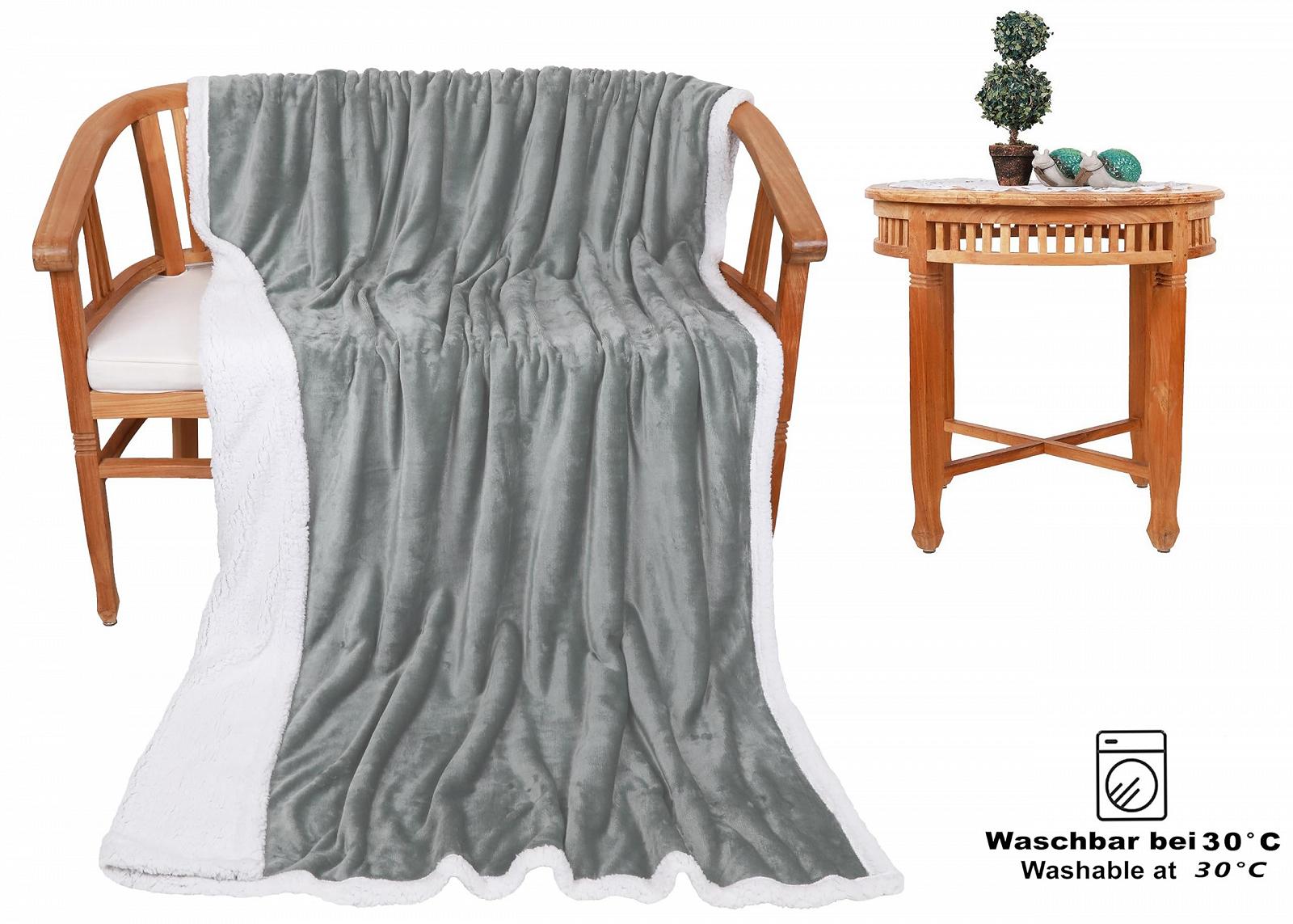 Покривало Фланель Betz Verona Luxury Sherpa Cuddly XXL Пухнаста Тепла для дивану 150 x 200 см Срібно-сіра, фото №2