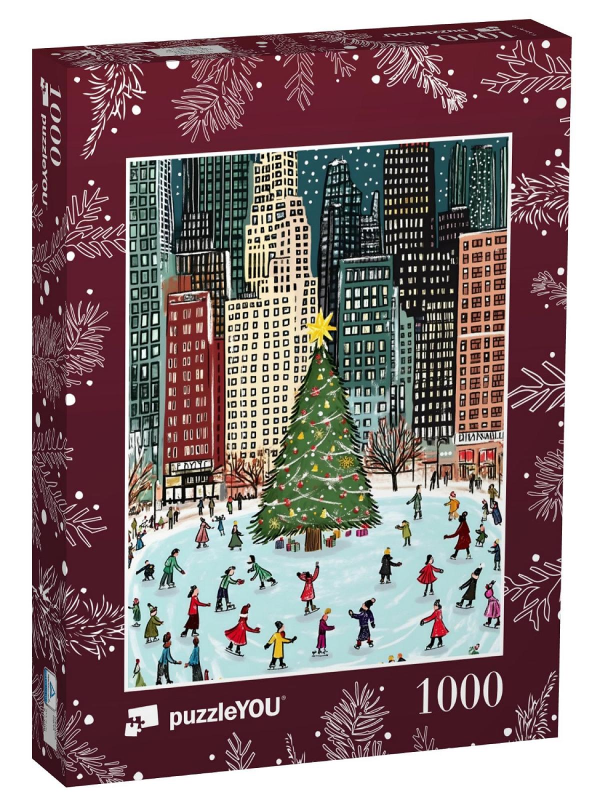 Пазл puzzleYOU Christmas Puzzle Collection Ice Skating in New York 1000 элементов, фото №1