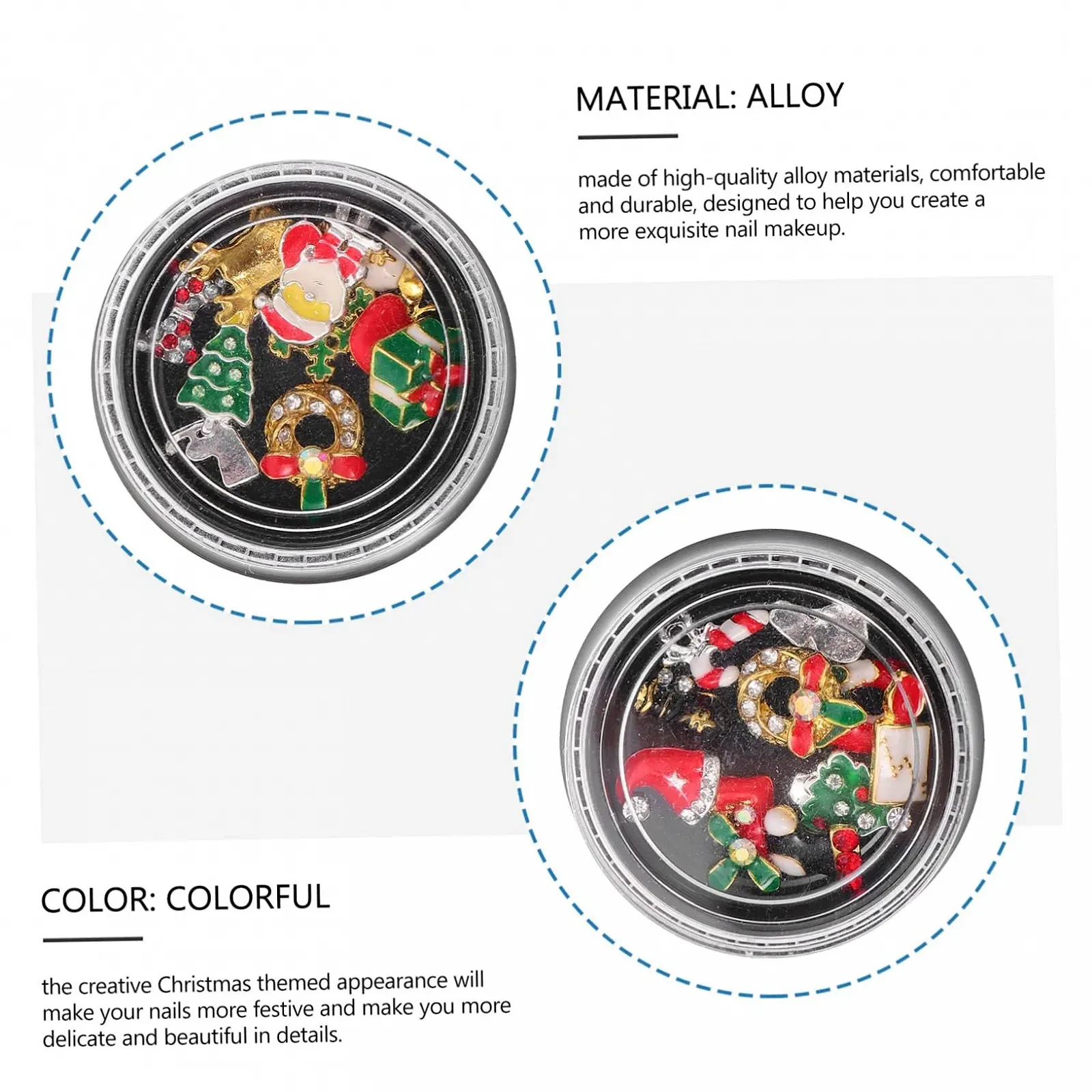 Стразы для ногтей Mikinona Рождественские 2 коробки 3D, фото №6