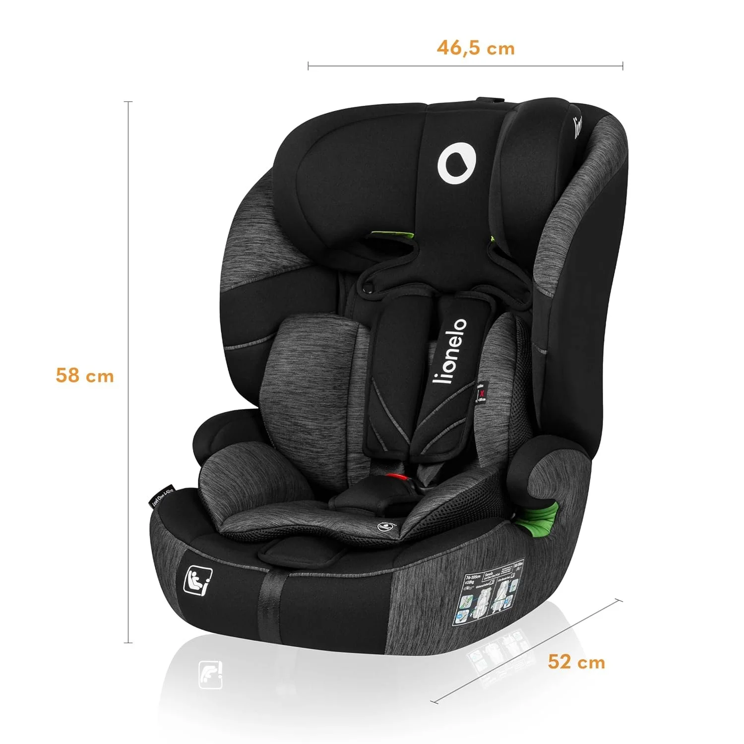 Детское автокресло Lionelo Levi One i-Size / 76–150 см / Черно-серый, фото №3