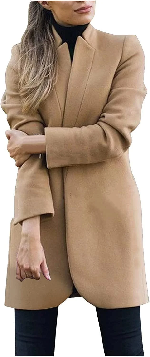 Пальто Vagbalena Женское Модное Элегантное с лацканами Средней Длины Шерстяное, фото №1 Пальто Vagbalena Женское Модное Элегантное с лацканами Средней Длины Шерстяное, фото №1