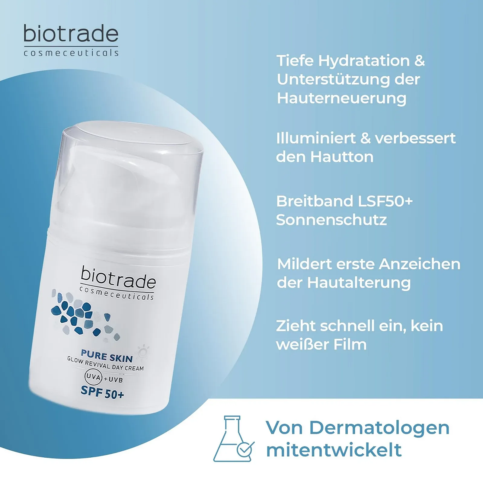 Денний крем для обличчя biotrade Pure Skin Glow Revival глибоко зволожувальний SPF 50, 50 мл, фото №2 Денний крем для обличчя biotrade Pure Skin Glow Revival глибоко зволожувальний SPF 50, 50 мл, фото №2