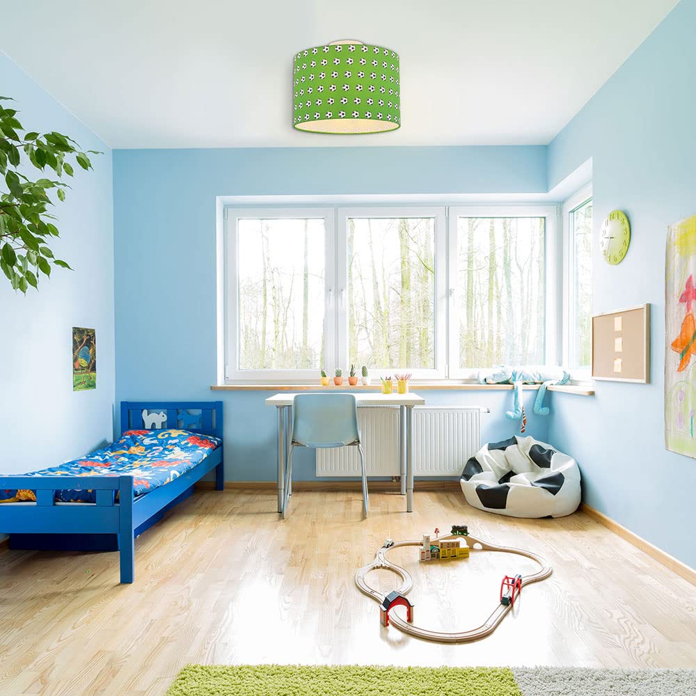 Світильник etc-shop Дитячий Стельовий Лампа Абажур Ігрова кімната Метал Білий Зелений 1x E27 Патрон Діаметр 30 x 25.5 см, фото №7