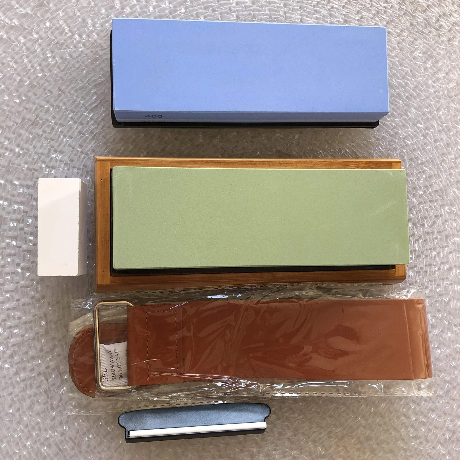 Набір точильних каменів 400-8000 з білого корунду з бамбуковою основою та направляючою кута заточування, фото №9