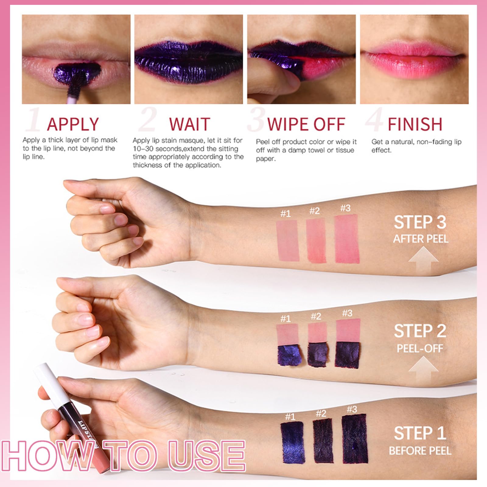 Блиск для губ Matt Lip Stain Peel Off Водостійка з гіалуроновою кислотою, фото №5