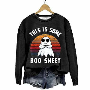 Хеллоуин Свитшот Женский Модный Повседневный Принт Хеллоуин Круглый вырез Длинный рукав Без капюшона synthetic.ua - Фото 1