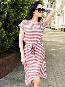 Женское летнее стильное платье в полоску GF04172 цвет красный размер 46/48 synthetic.ua - Фото 1