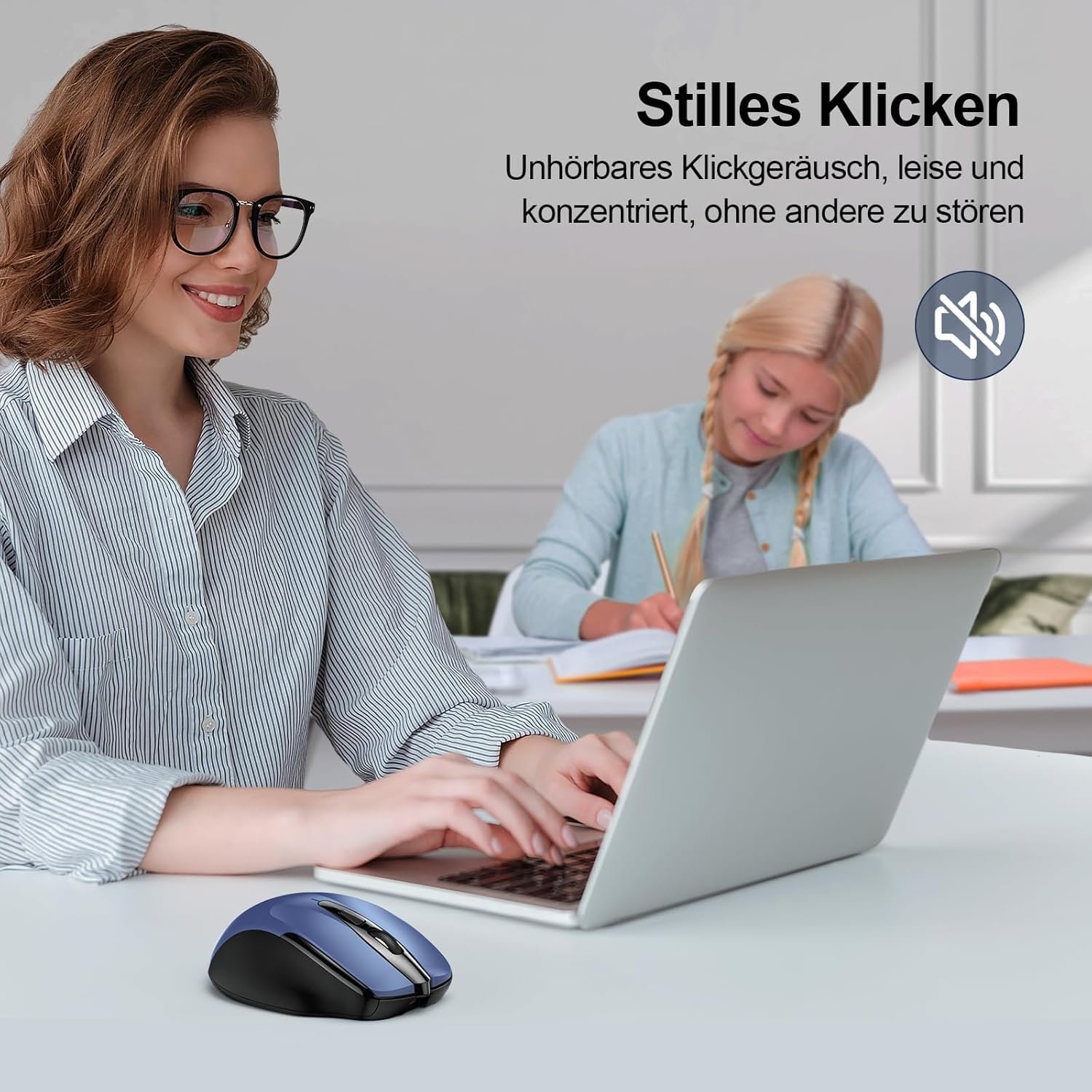 Миша Bluetooth TECKNET Бездротова Перезаряджувана 4800 DPI Ергономічна Тиха Синя, фото №5