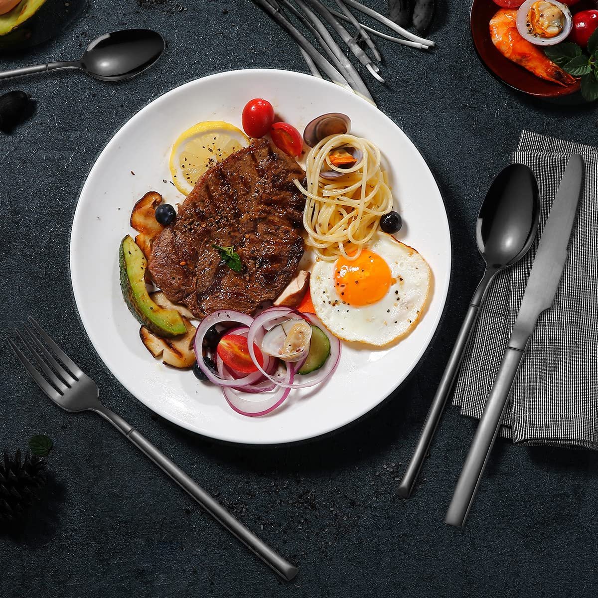 Набор серебряных столовых приборов OriGlam, из нержавеющей стали, фото №7 Набор серебряных столовых приборов OriGlam, из нержавеющей стали, фото №7