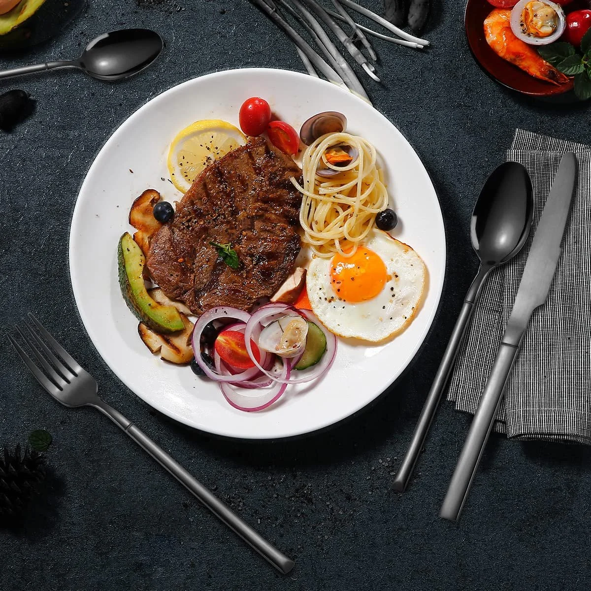 Набор серебряных столовых приборов OriGlam, из нержавеющей стали, фото №7