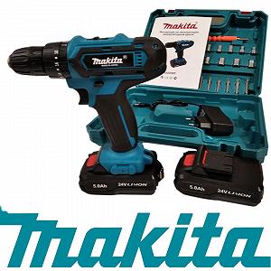 Шуруповёрт Makita 550 DWE 24V 5A/h li-ion 2 аккумулятора Макита 550dwe с набором инструментов - Фото 1