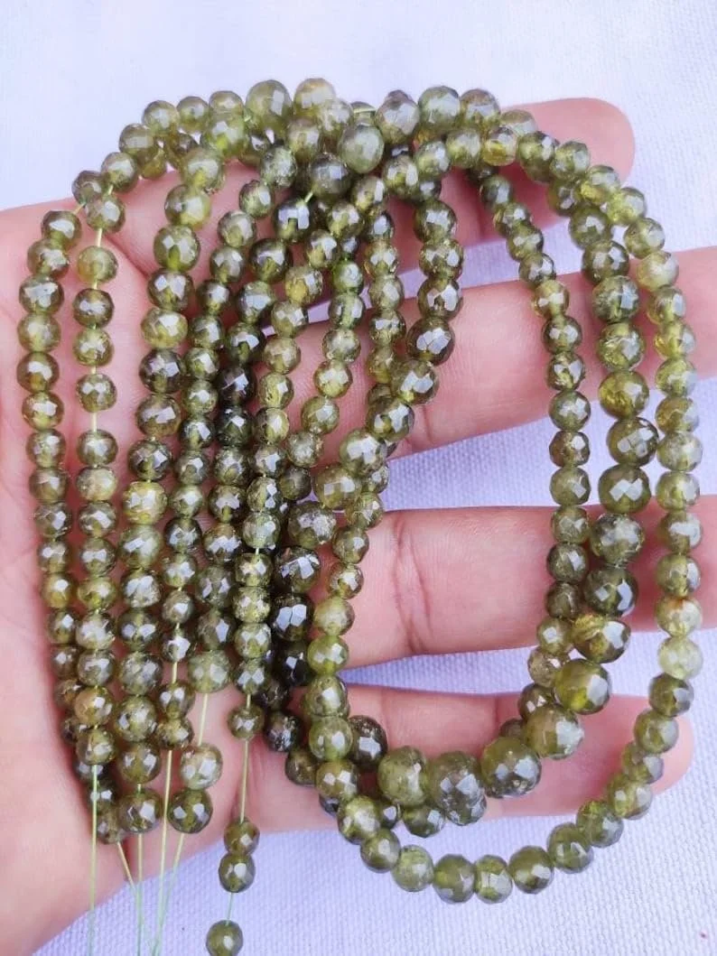 Бусины Гранат Гроссуляр Натуральный Круглый Фацетированный 5-5.5 мм, фото №2