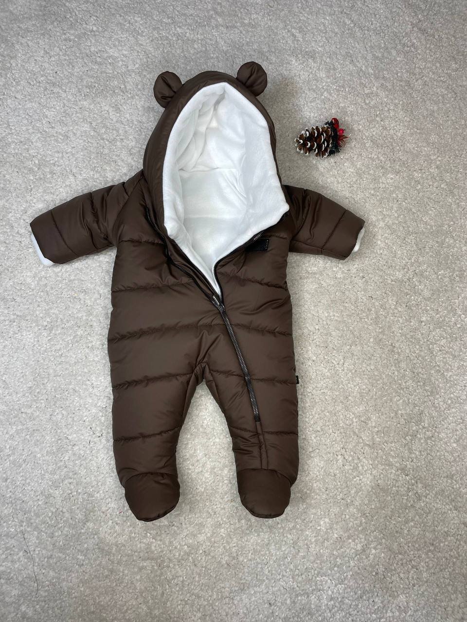 Демисезонный детский комбинезон 62, 68, 74, 80 р коричневый, фото №2 Демисезонный детский комбинезон 62, 68, 74, 80 р коричневый, фото №2