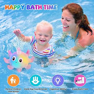 Іграшка для ванни Восьминіг з розпилювачем води та підсвічуванням Рожевий synthetic.ua - Фото 1