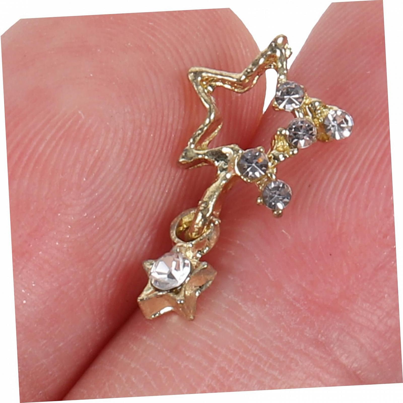 Прикраса для нігтів Металеві зірки 30 шт. Золото та срібло, фото №6