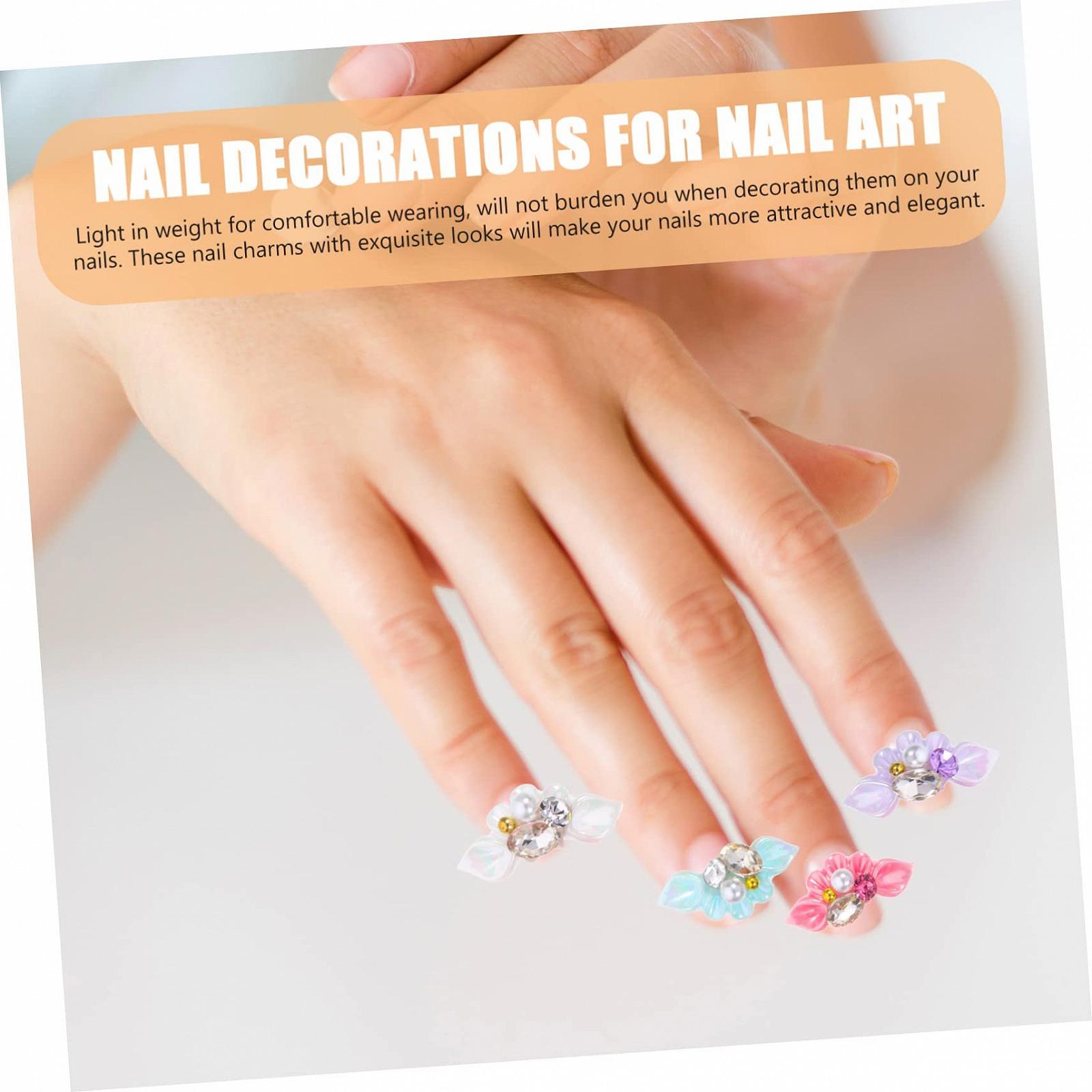 Набор 20 шт. Аксессуары для ногтей Стразы для ногтей Цветочные украшения для ногтей Подвески для акриловых ногтей Смола, фото №5
