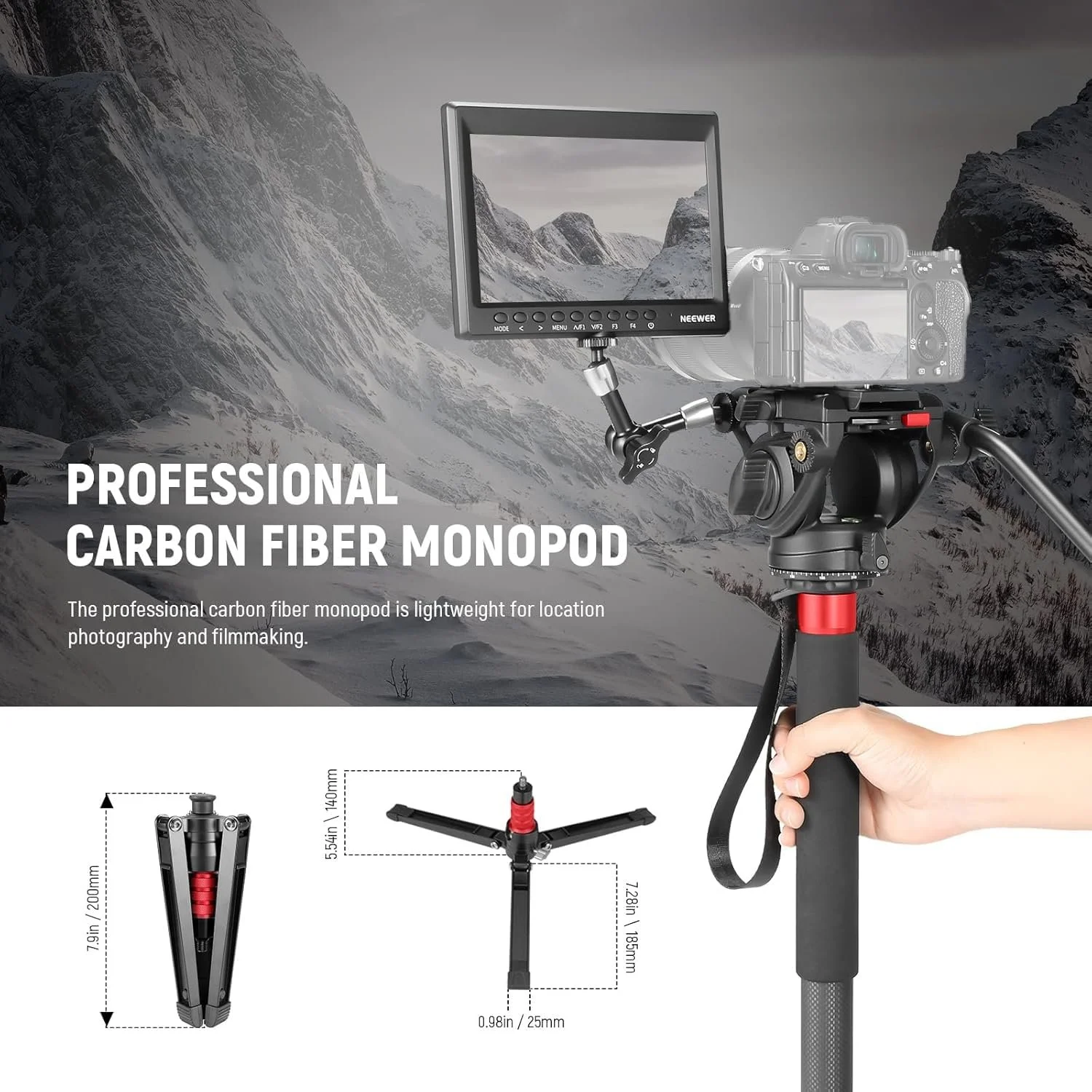 Монопод для камеры NEEWER TP71 1.8м Черный, фото №7 Монопод для камеры NEEWER TP71 1.8м Черный, фото №7