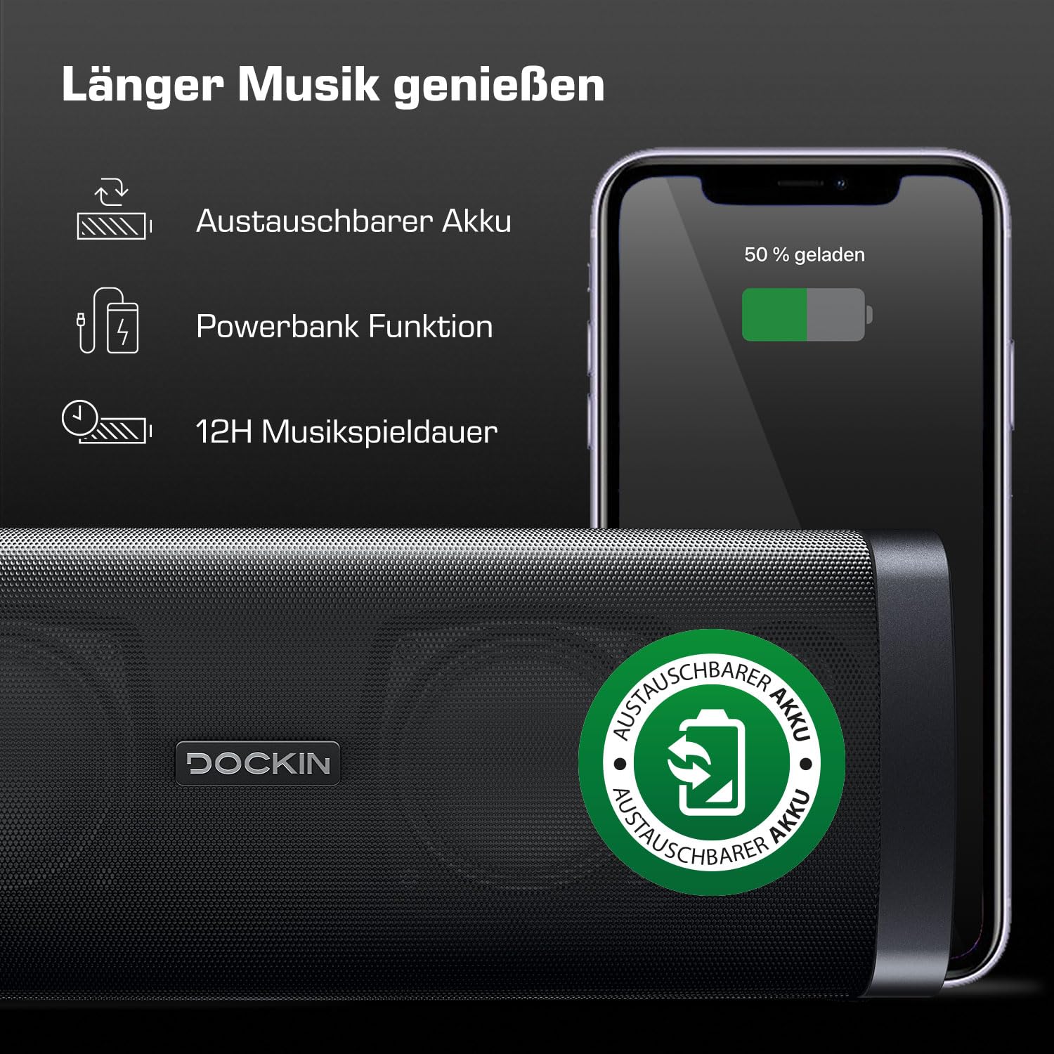 Колонка DOCKIN D FINE Hi-Fi Bluetooth 50 Вт чорна, фото №3
