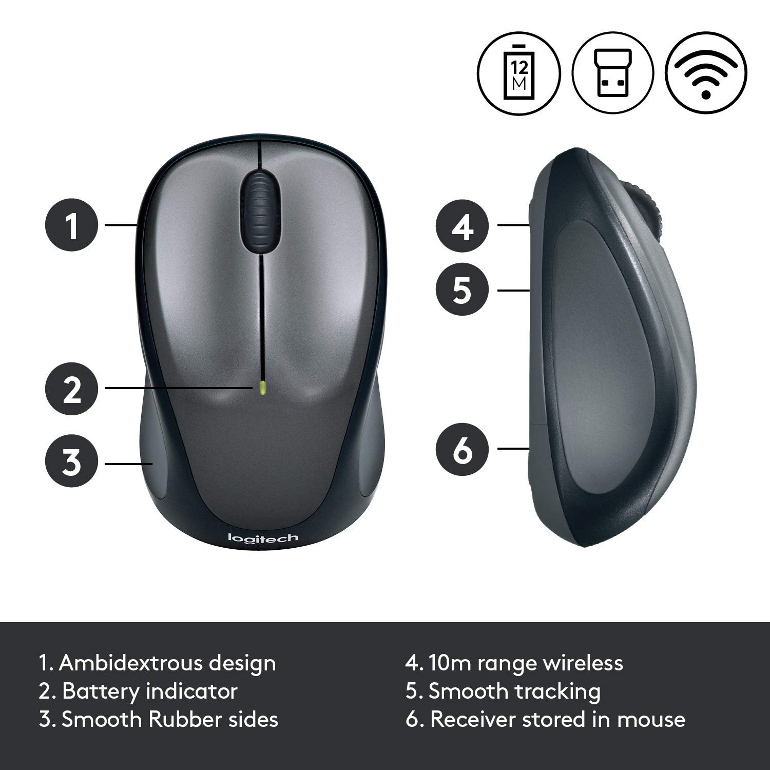 Миша бездротова Logitech M235 1000 dpi червоно-чорна, фото №6