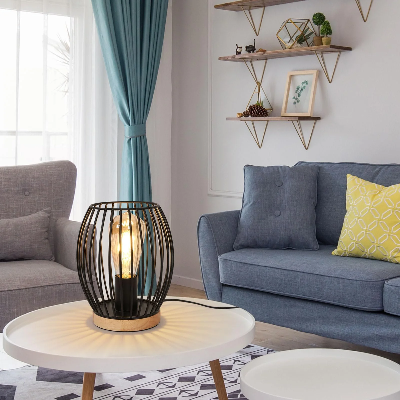 Настільна лампа Comely Ретро Індустріальна Металева клітка Чорна, фото №3