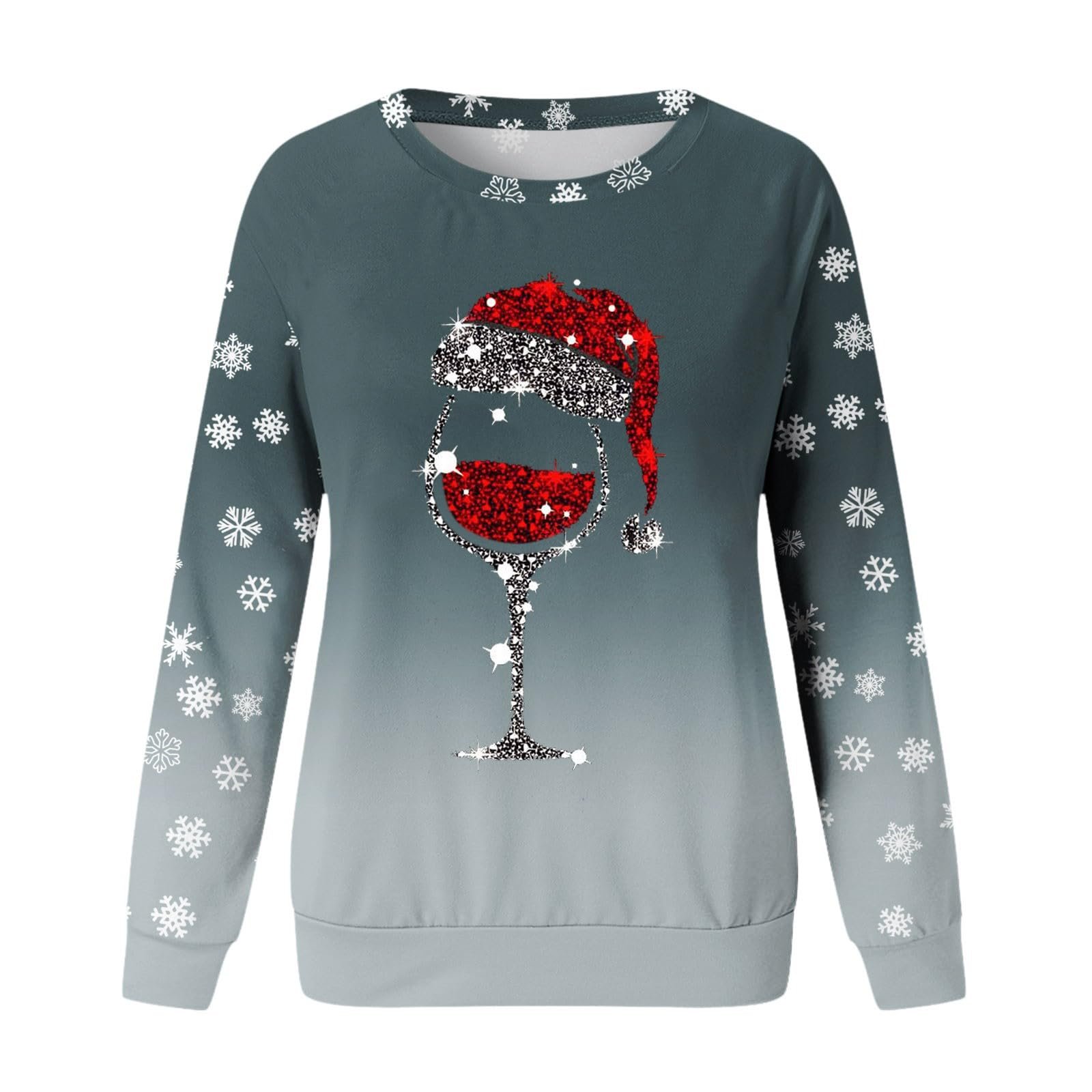Женский Свитшот Generisch Модный с принтом "Merry Christmas" Круглый вырез O-образный вырез Пуловер Топы Повседневные рубашки для тренировок с длинными рукавами Свободная блузка_2025, фото №2