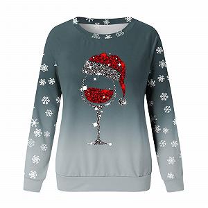 Женский Свитшот Generisch Модный с принтом "Merry Christmas" Круглый вырез O-образный вырез Пуловер Топы Повседневные рубашки для тренировок с длинными рукавами Свободная блузка_2025 synthetic.ua - Фото 1