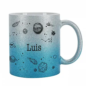 Блестящая Кружка Striefchen с Космическим Мотивом и Персонализированным Именем Керамическая 300 мл - Фото 1