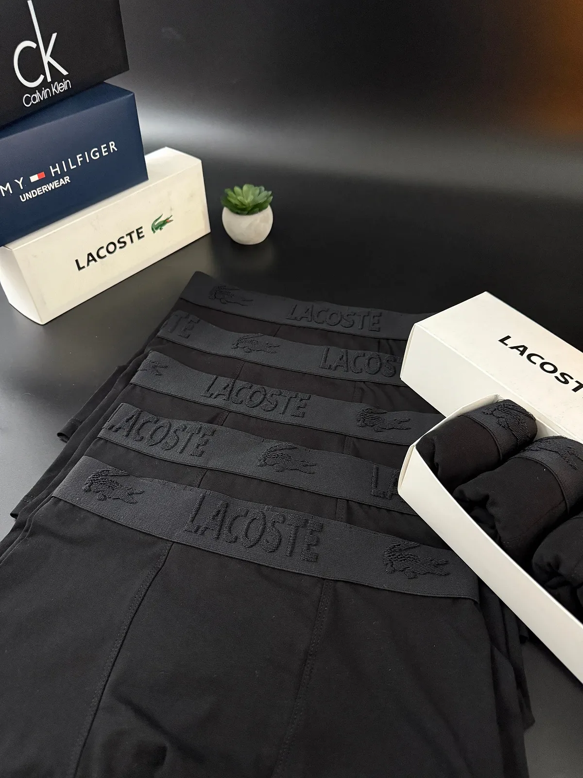 Чоловічі труси боксери Lacoste чорні, фото №4