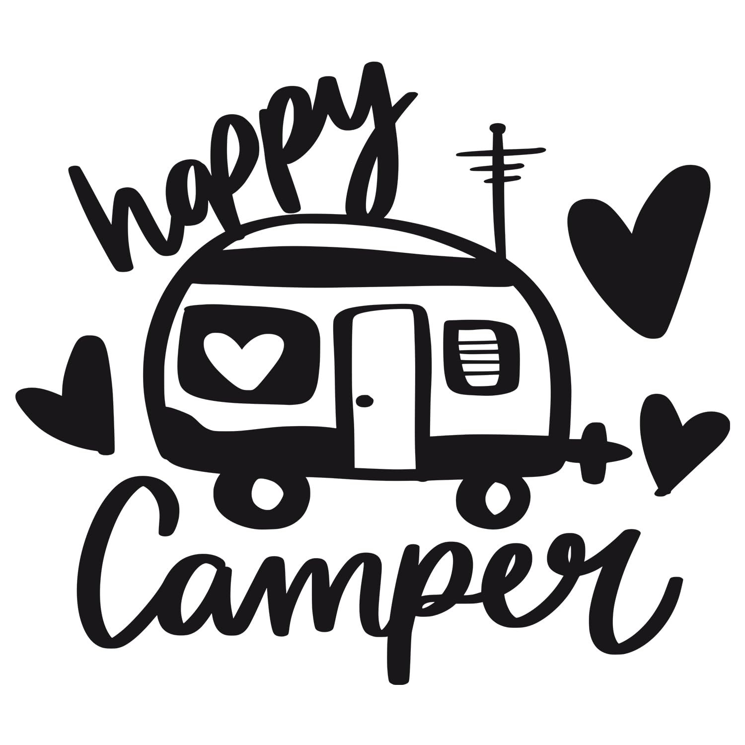 Наклейка на стіну GRAZDesign Happy Camper для внутрішнього та зовнішнього використання 34 x 30 см Чорна, фото №2 Наклейка на стіну GRAZDesign Happy Camper для внутрішнього та зовнішнього використання 34 x 30 см Чорна, фото №2