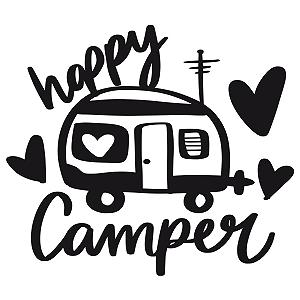 Наклейка на стіну GRAZDesign Happy Camper для внутрішнього та зовнішнього використання 34 x 30 см Чорна synthetic.ua - Фото 1