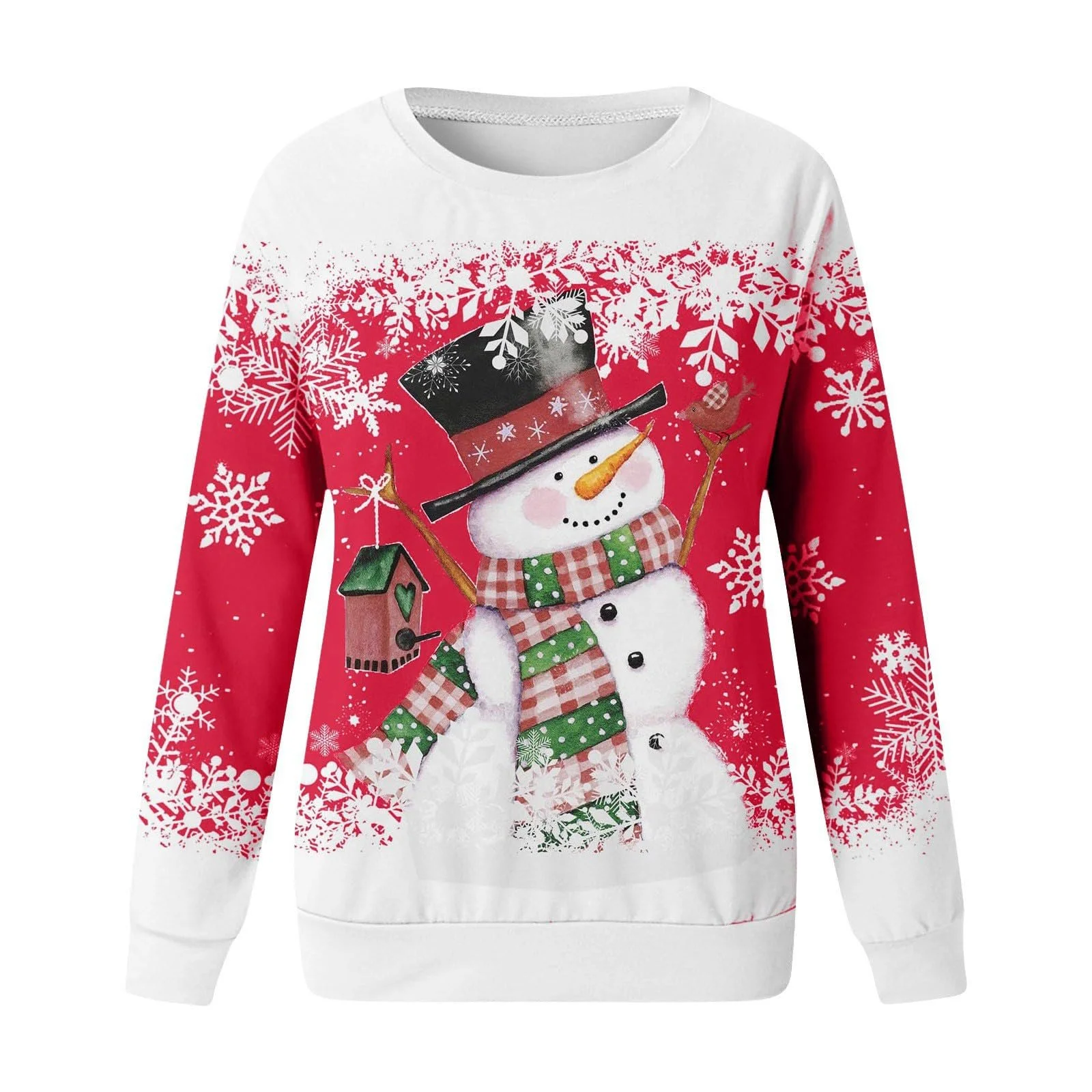 Рождественский Свитер Женский Рождественский Свитшот Снежинка Графика Длинный Рукав Рождественский Верх Круглый Вырез Рождественская Рубашка с Длинным Рукавом Женщины Девушки, фото №4