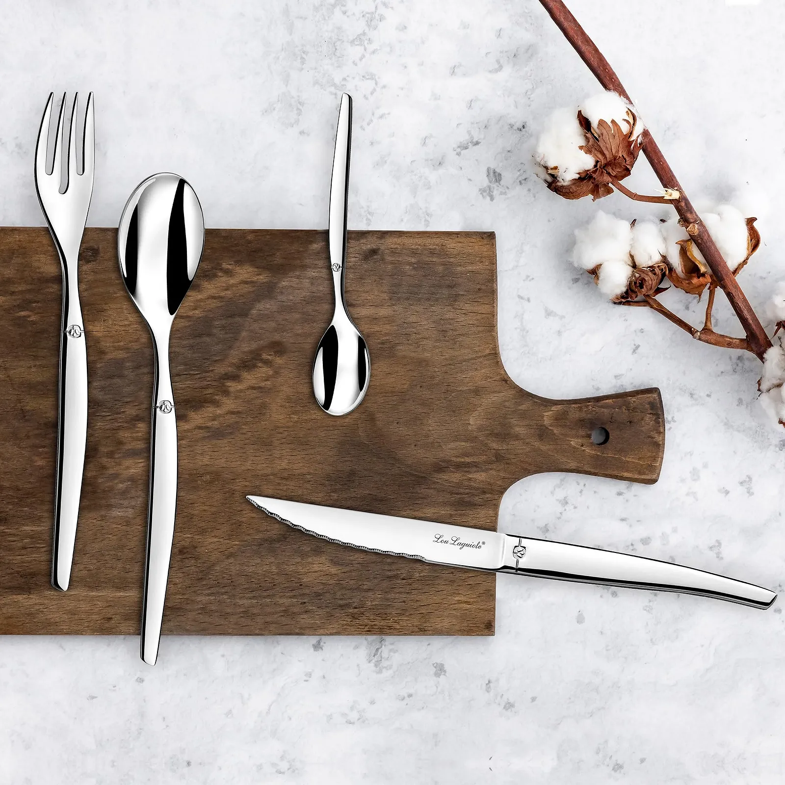 Набір столових приборів Steel Lou Laguiole Jet, 74 предмети, фото №5 Набір столових приборів Steel Lou Laguiole Jet, 74 предмети, фото №5