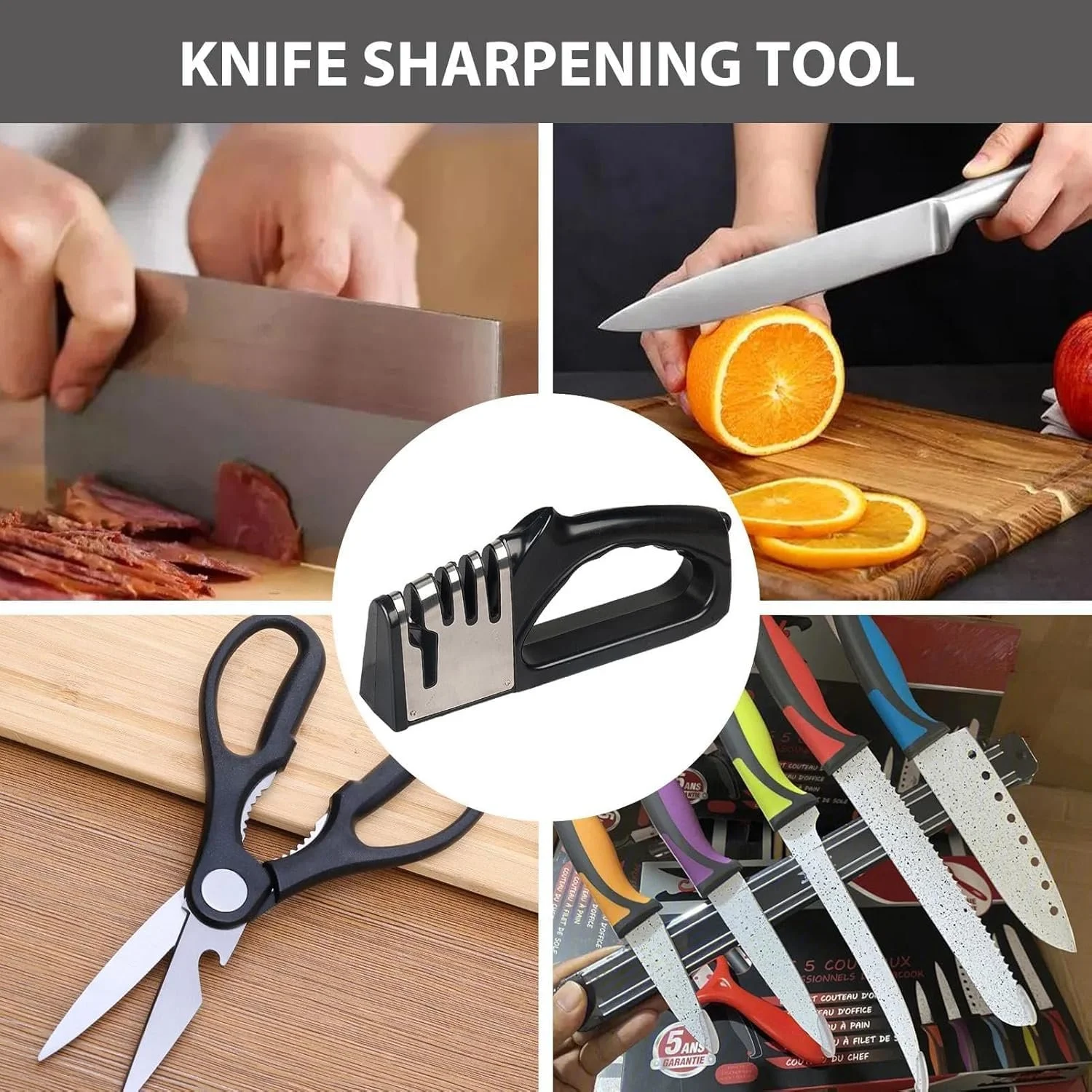 Точило для ножів ручне 4-в-1 Професійне з нековзною основою, фото №7