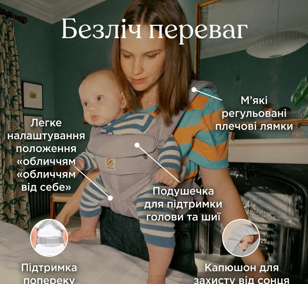 Дитячий рюкзак-переноска Ergobaby Omni 360 Cool Air Mesh Чорний, фото №2