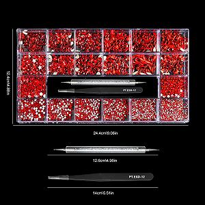 Стразы Yzzseven 12 видов 600 бриллиантов + 2500 плоских страз Микс 20 стилей Плоские кристаллы страз 3D украшения Плоские камни Набор драгоценных камней для DIY ногтей (Scarlet Red) synthetic.ua - Фото 1