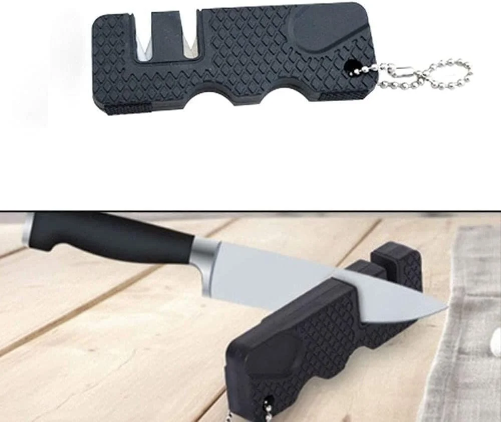 Точилка для ножей универсальная карманная брелок карбидная керамическая Черная, фото №2