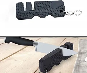 Точилка для ножей универсальная карманная брелок карбидная керамическая Черная synthetic.ua - Фото 1