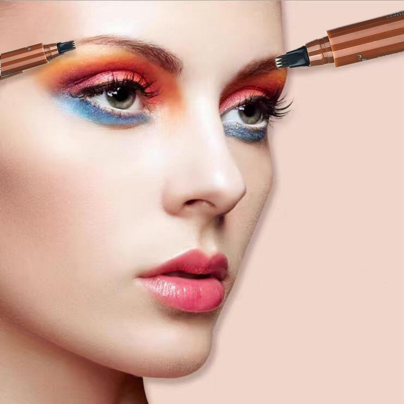 Олівець для брів Magic Microblading Contour 4 наконечники водостійкий темний, фото №5