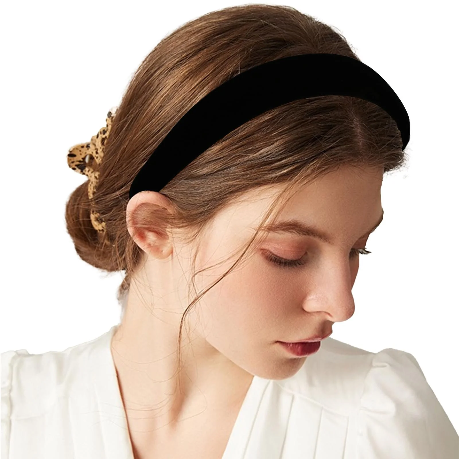 Обруч Оксамитовий Жіночий Ретро Чорний 3 см, фото №1