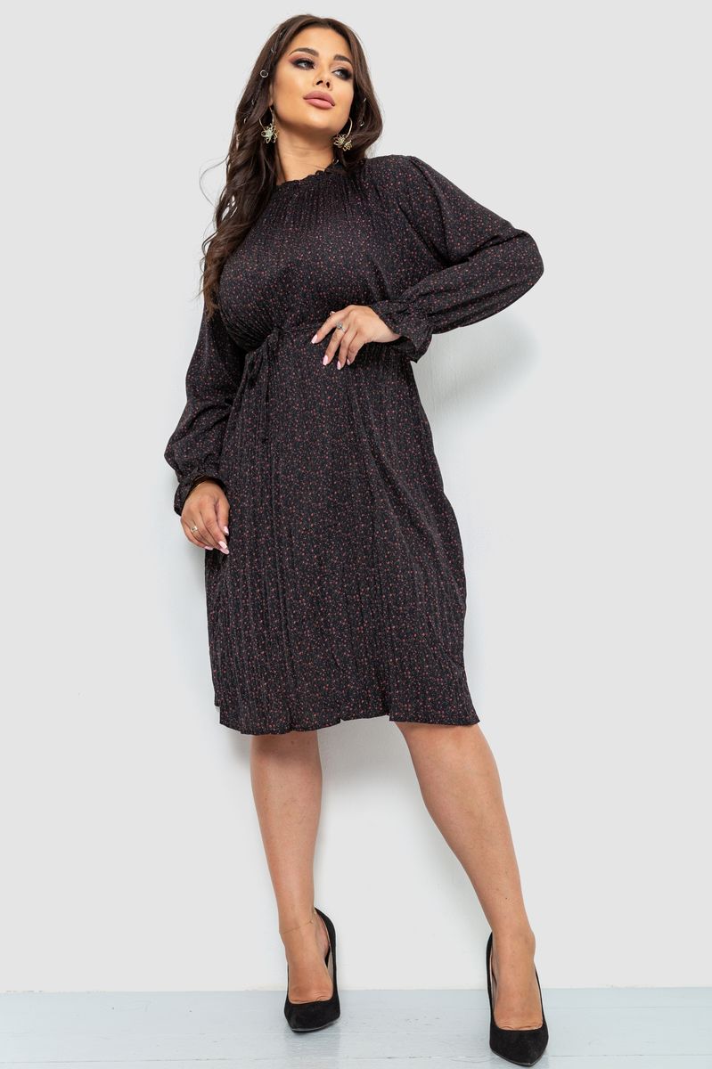 Платье шифоновое свободного кроя цвет черно-красный 204R701-1, фото №2