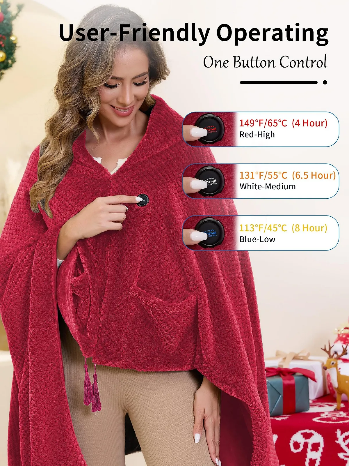 Электрическое одеяло Kintiwe беспроводное, грелка для шеи и плеч, 4 зоны нагрева, 3 уровня температуры, фото №3 Электрическое одеяло Kintiwe беспроводное, грелка для шеи и плеч, 4 зоны нагрева, 3 уровня температуры, фото №3