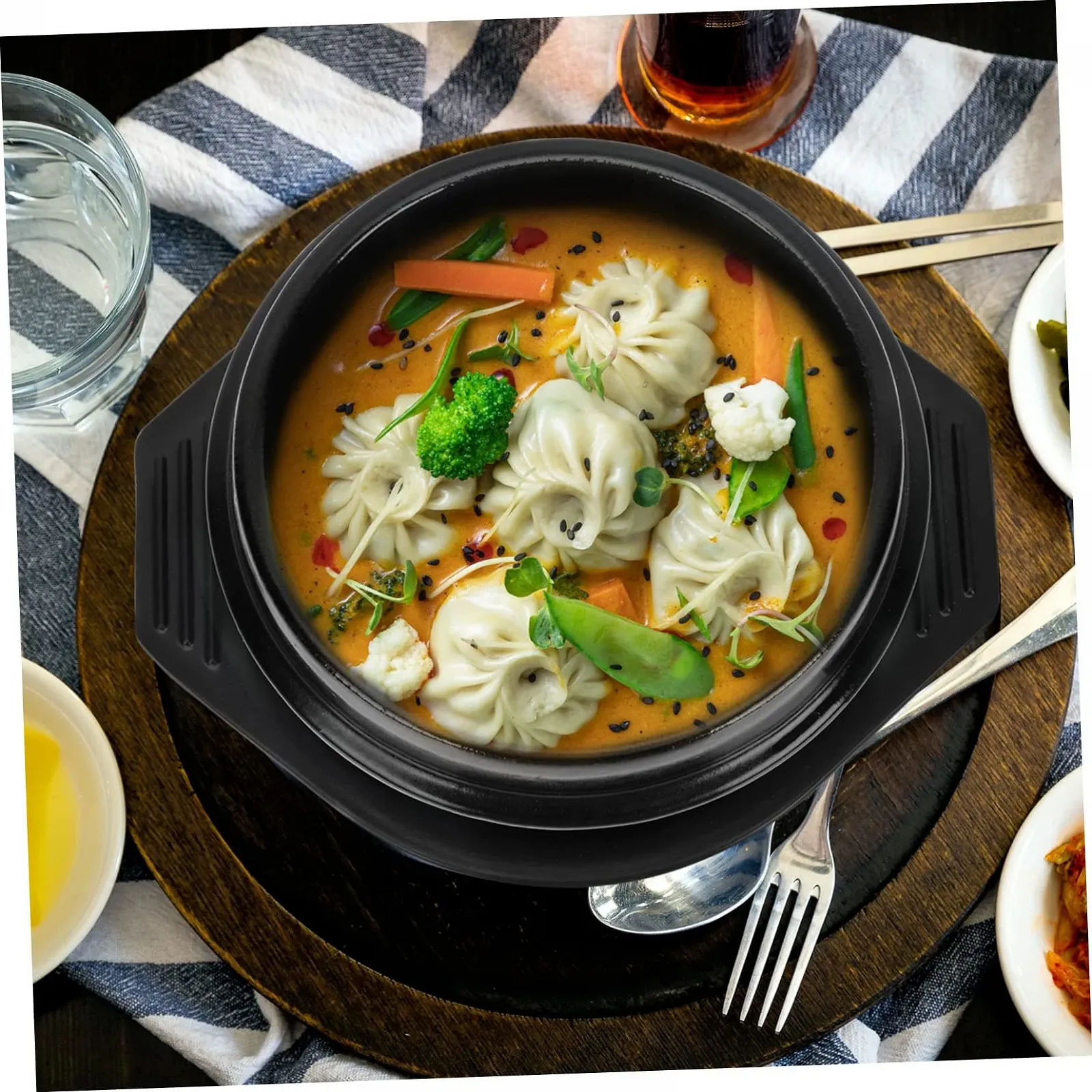 Горшок для бибимбапа Ceramic с ручкой и ложкой антипригарный, фото №8