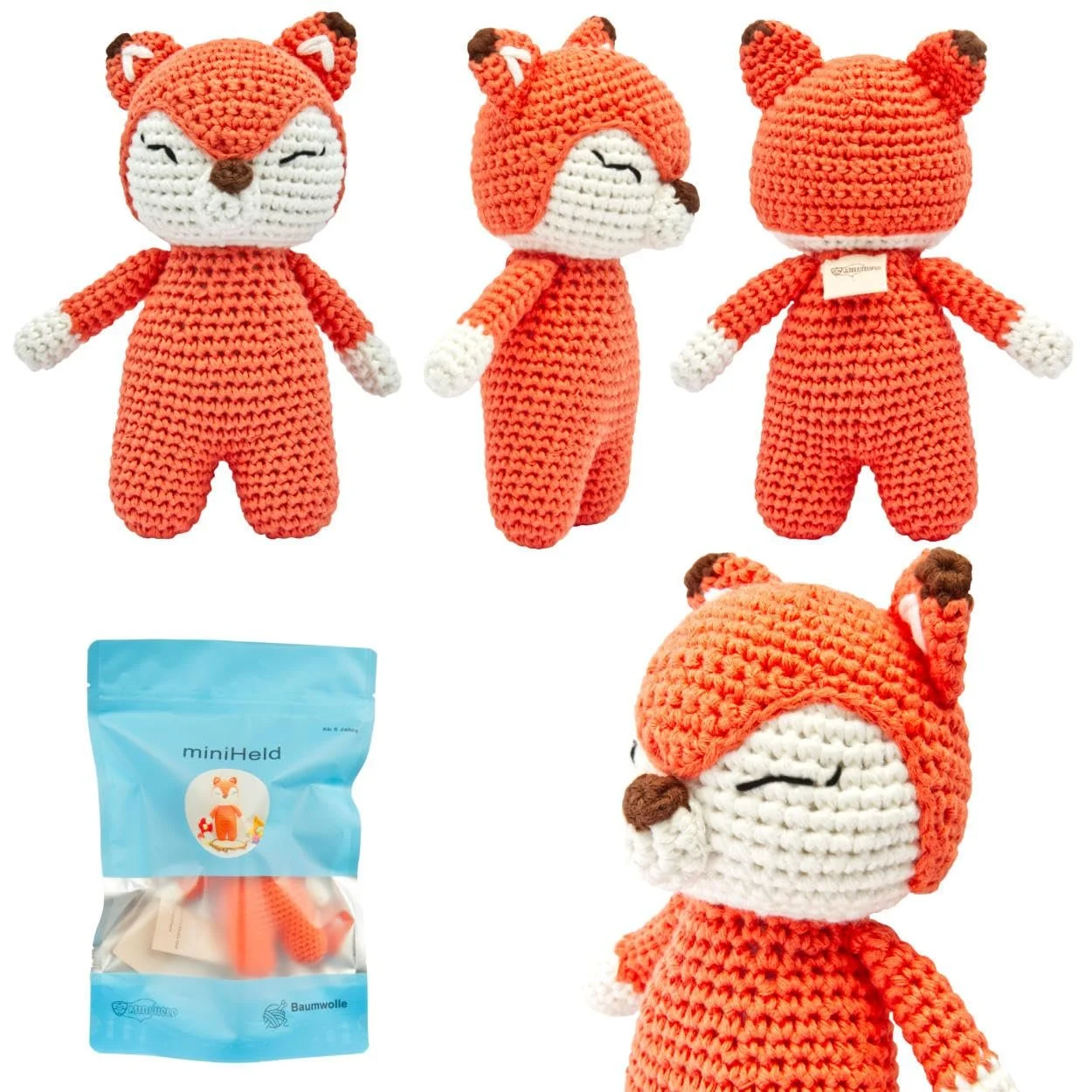 Іграшка miniHeld Лисиця В'язана Гачком 15 см, фото №6